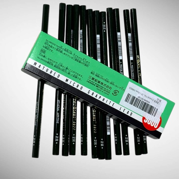 Mitsubishi Matured Micro Graphite Lead “Mitsu-Bishi” 9800 2H Three Boxes NEW - Picture 2 of 4